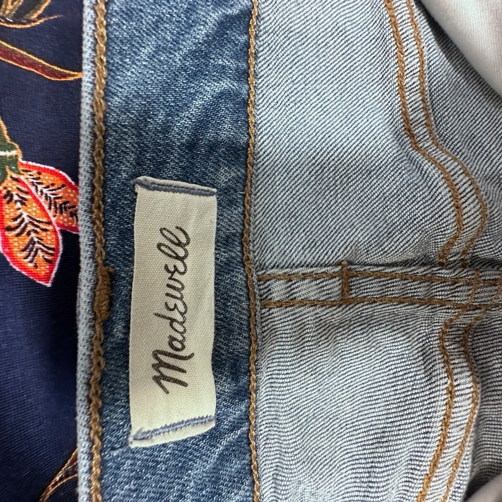Madewell Blue Distressed Straight Leg Light Wash Jeans - Picture 9 of 10